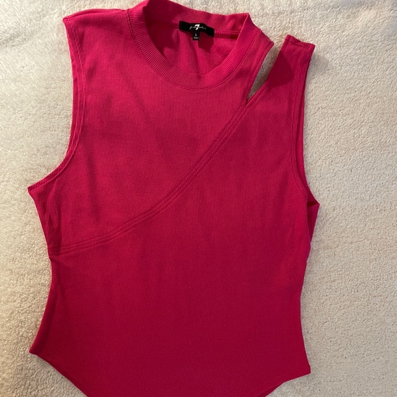 7 For All Mankind Tops - 7 For All Mankind Vibrant in Fuschia Bodysuit - large